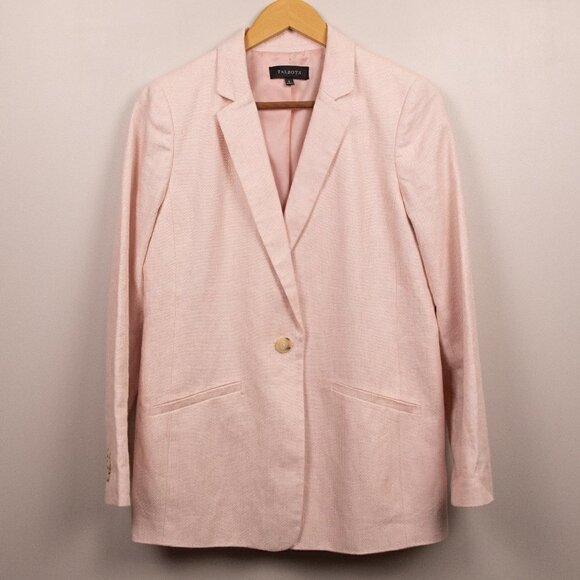 Talbots Jackets & Blazers - Talbots pink linen/cotton blazer-6